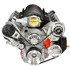 Concept One Pulley Systems: Chevy LS Driver Series Kit with Alternator, A/C and Power Steering, front view